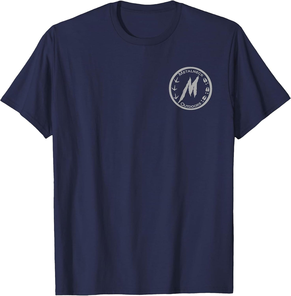 Flathead Catfish, Design on Back, Metalneck Outdoors T-Shirt - Navy Blue