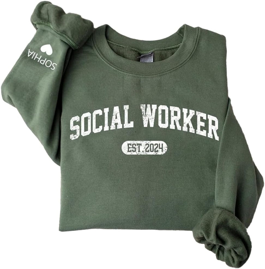 Personalized Social Worker Sweatshirt, School Social Worker Shirt, Cute Sw Tshirts, Teacher Shirt, Social Work Month, Gift