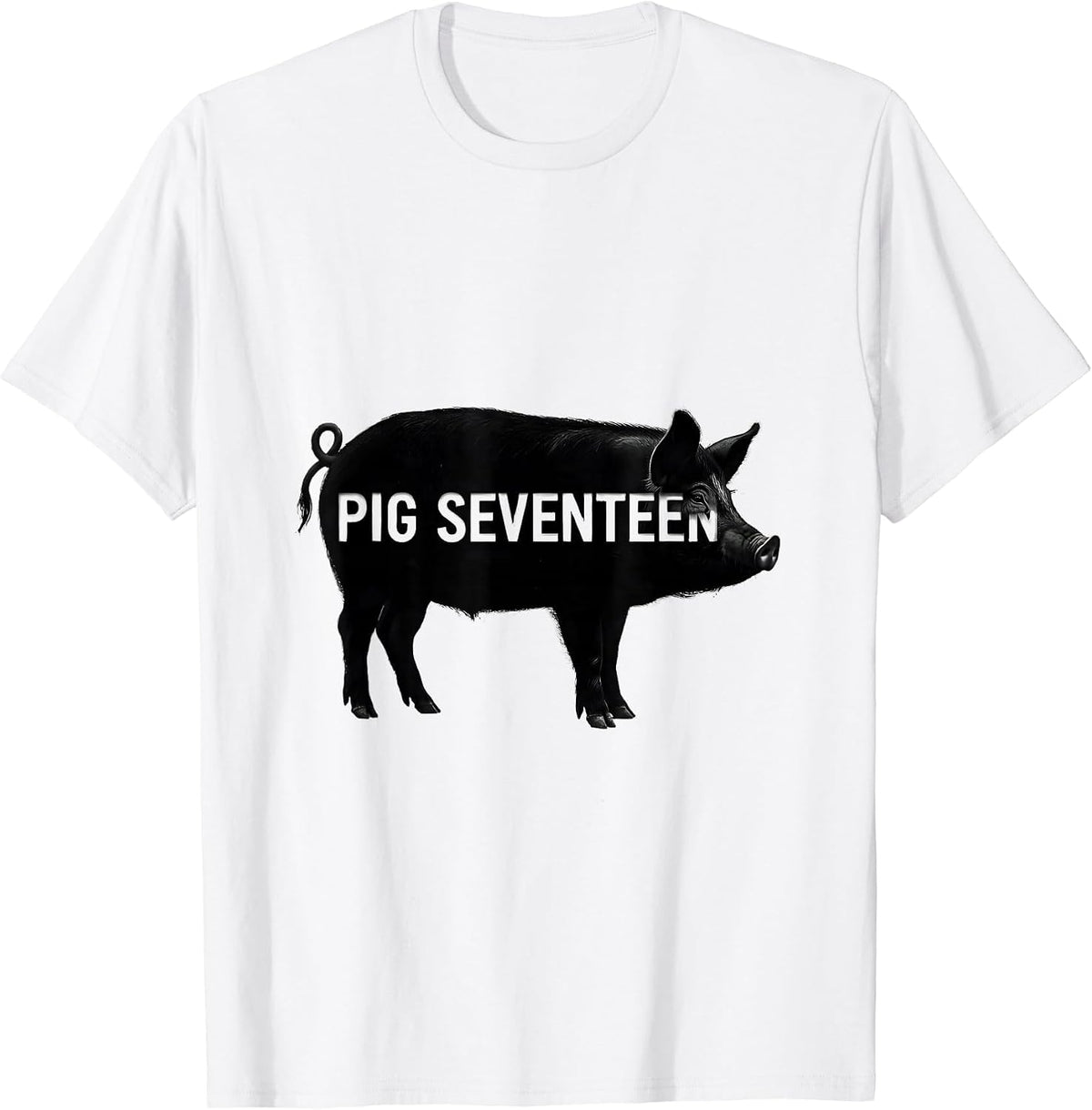 Men's Pig Seventeen Minimalist Pig Lover Novelty Humor T-Shirt - White