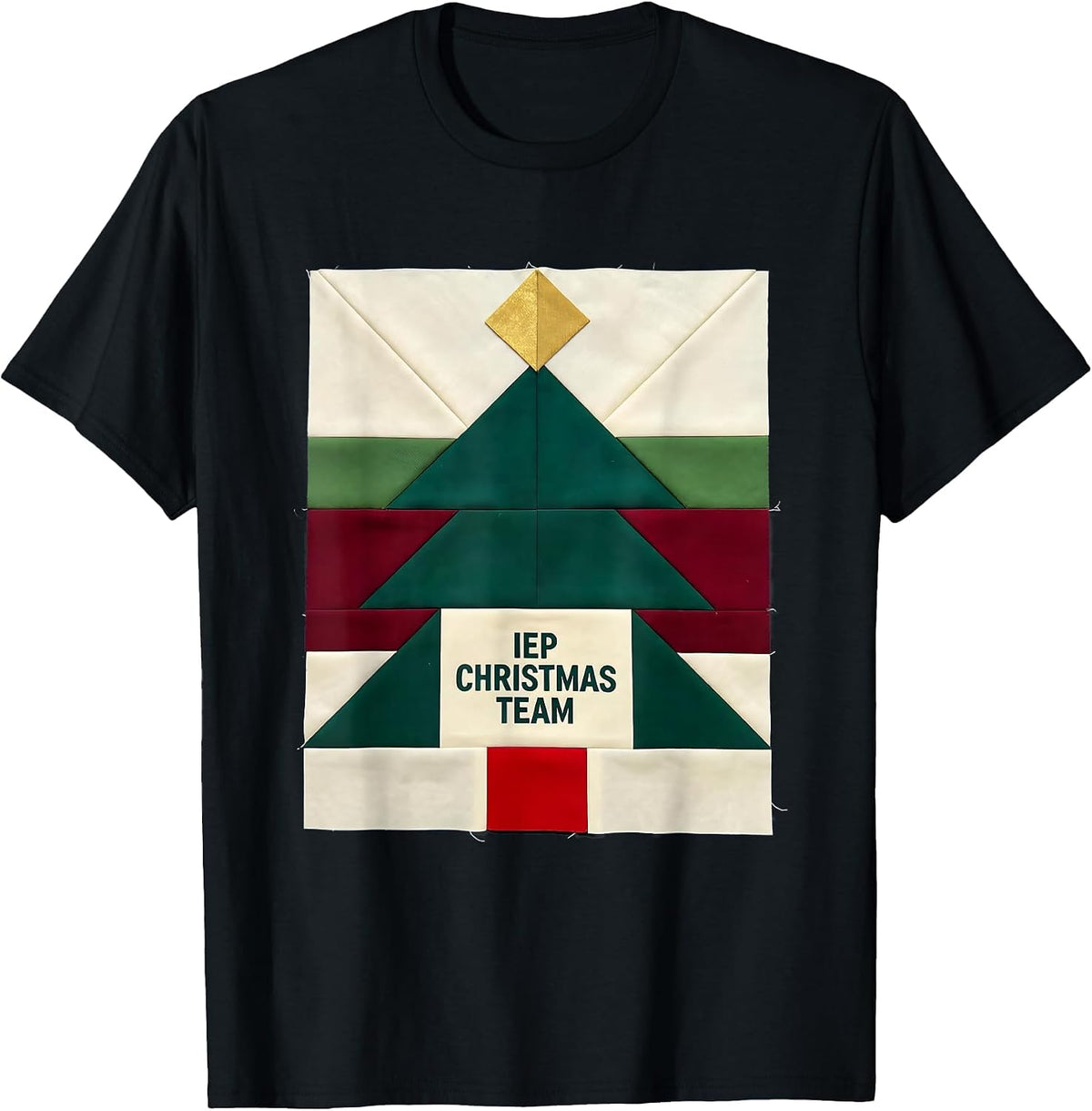 Men's IEP Christmas Team Quilt Block Patchwork Special Ed Teacher T-Shirt - Black