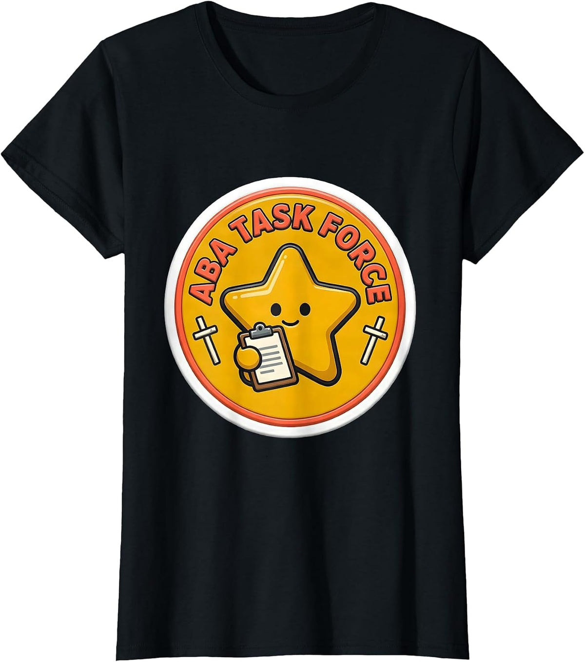 Women's ABA Task Force Retro Humor Behavior Analyst RBT ABA T-Shirt - Black
