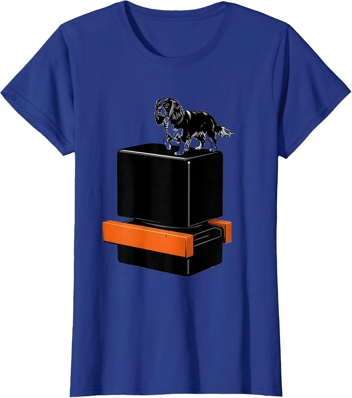 Women's Cavalier Spaniel Lever Block Dad Humor Pet Lover T-Shirt - Royal Blue