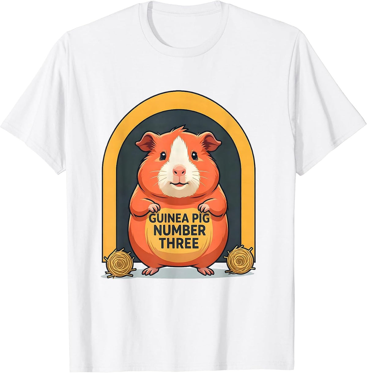Men's Guinea Pig Number Three Flat Vector Pet Lover Humor T-Shirt - White