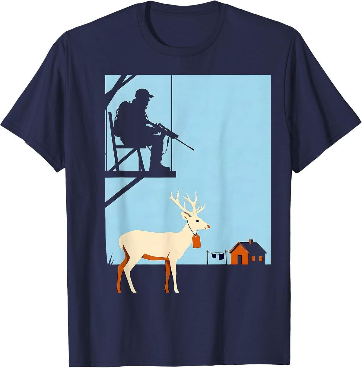 Deer Hunting Dad Humor Funny Hunter Gift T-Shirt - Navy Blue
