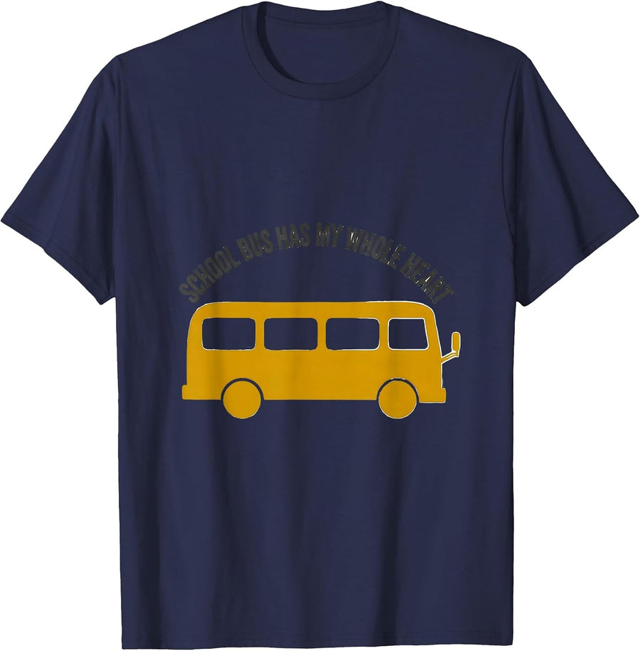School Bus Has My Whole Heart Funny Bus Driver Costume T-Shirt - Navy Blue