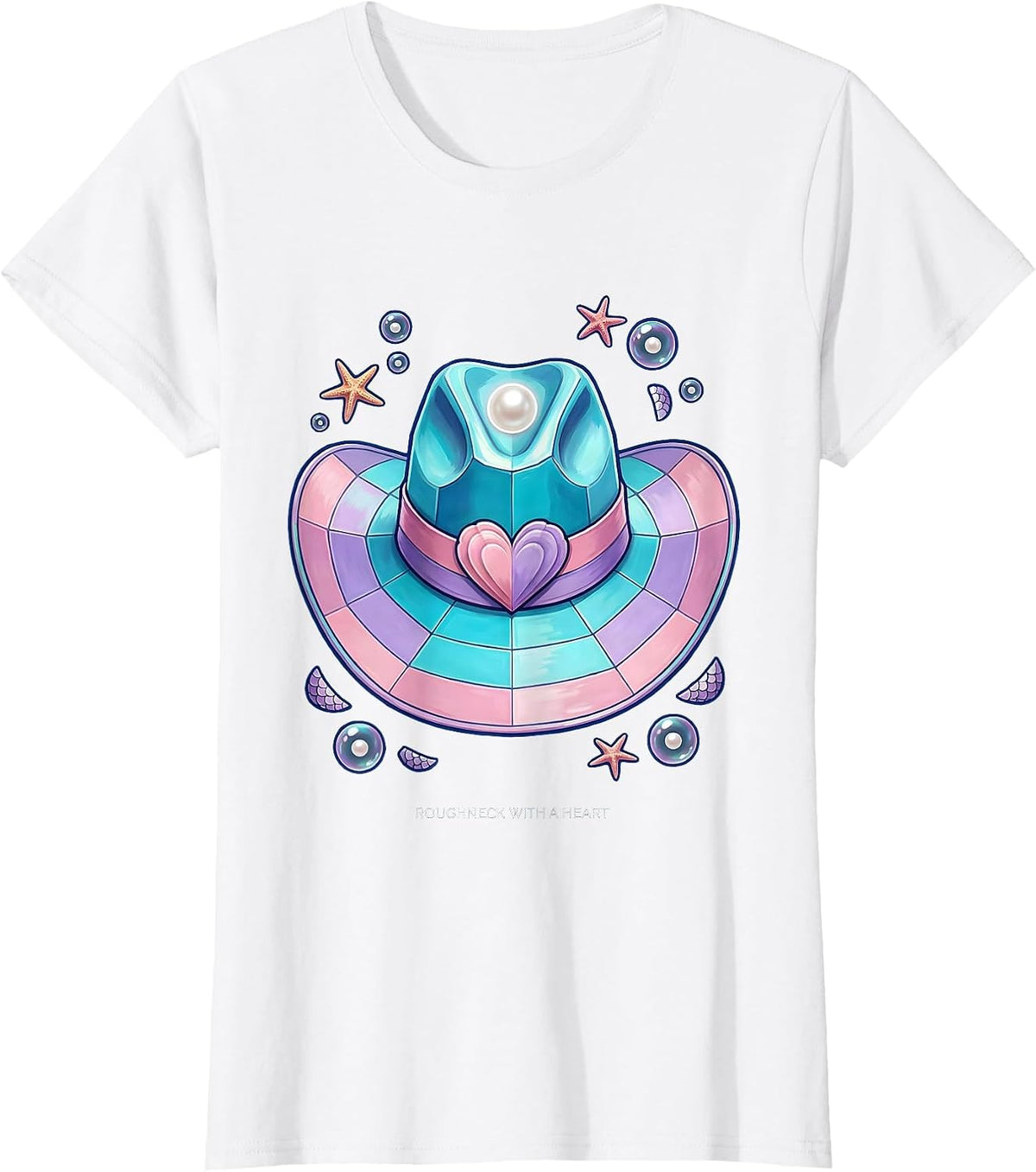 Roughneck With A Heart Cowboy Design T-Shirt - White