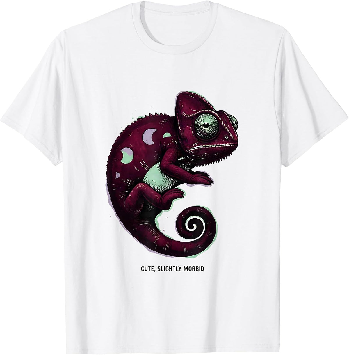 Men's Cute Slightly Morbid Kawaii Pastel Goth Plush Chameleon T-Shirt - White