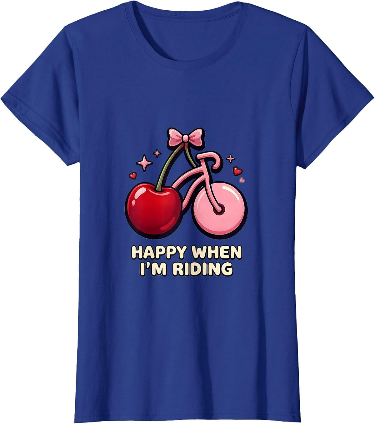 Women's Happy When I'm Riding Bike Lover Design T-Shirt - Royal Blue
