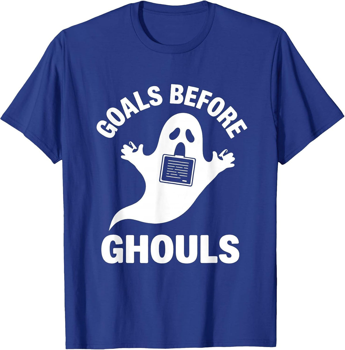 Goals Before Ghouls Funny SLP Halloween Speech Therapy T-Shirt, Men, Royal Blue, Small - As Pictured