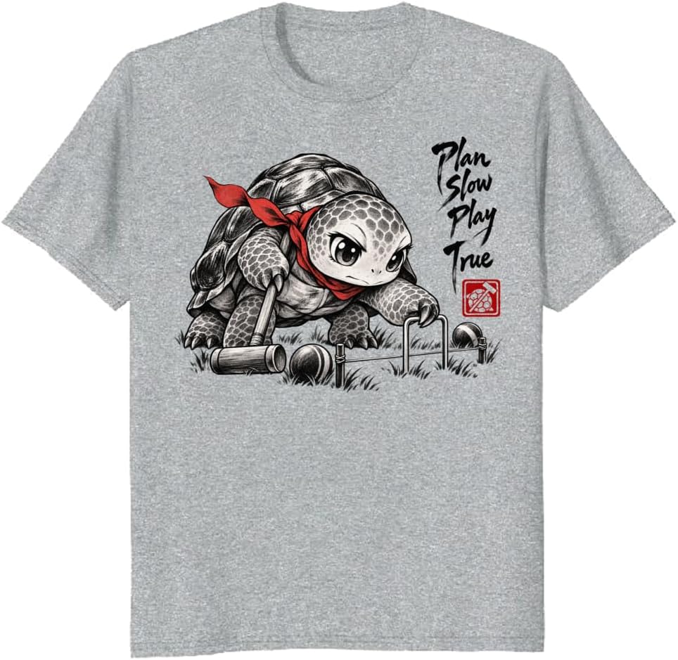 Sumi-E Tortoise Wicket Graphic Tee Croquet Pet Lover T-Shirt - S3