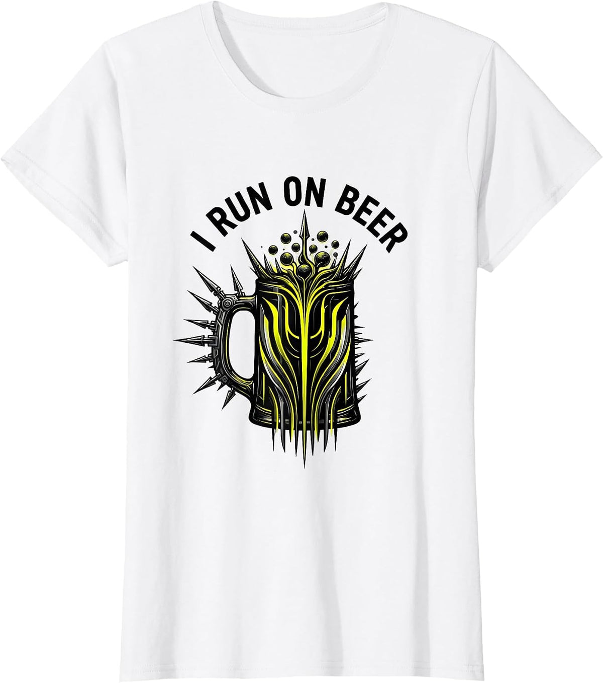 I Run On Beer Funny Drinking Design T-Shirt - White