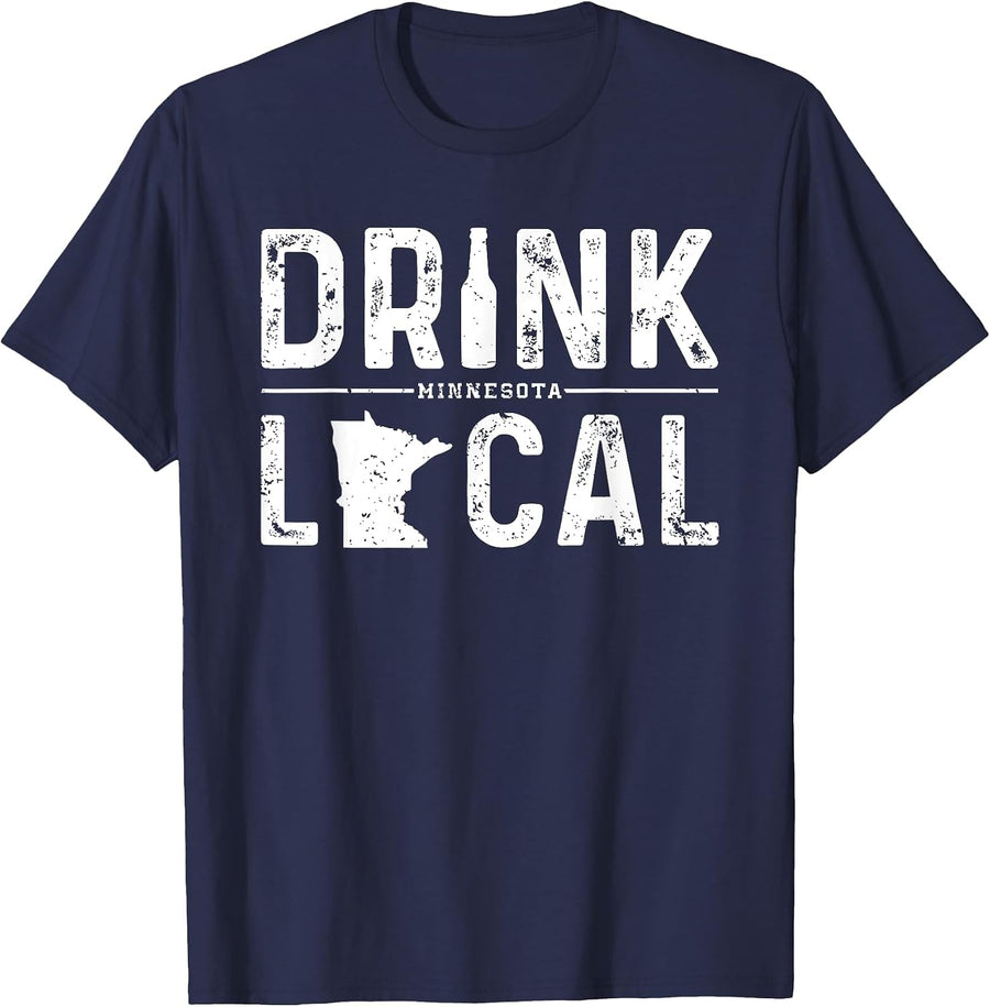 Minnesota Drink Local Shirt MN Brewmaster Minnesota Beer T-Shirt - Navy Blue