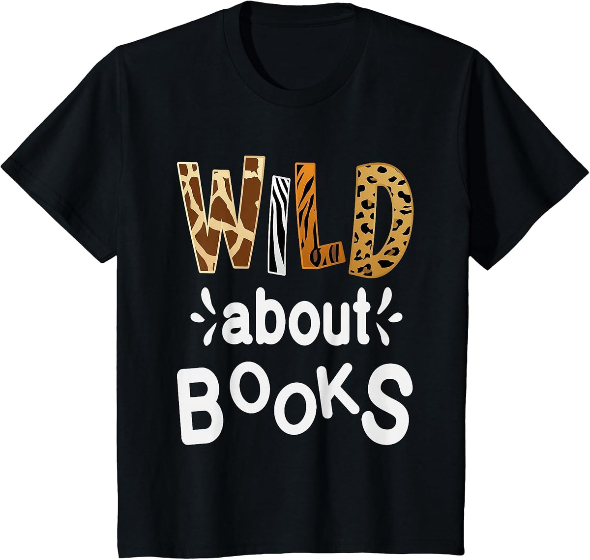 Wild About Books, Library Librarians Book Lover and Reader T-Shirt - Black