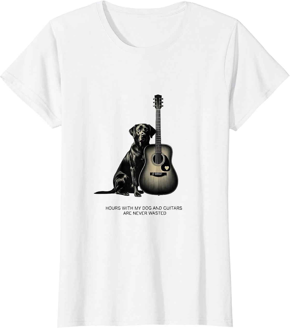 Women's Hours With My Dog And Guitars Are Never Wasted Guitarist T-Shirt - White