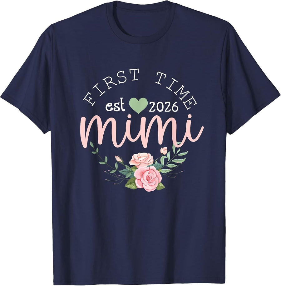 First Time Grandma Est 2026 New Grandmother 1st Time Mimi T-Shirt - Navy Blue