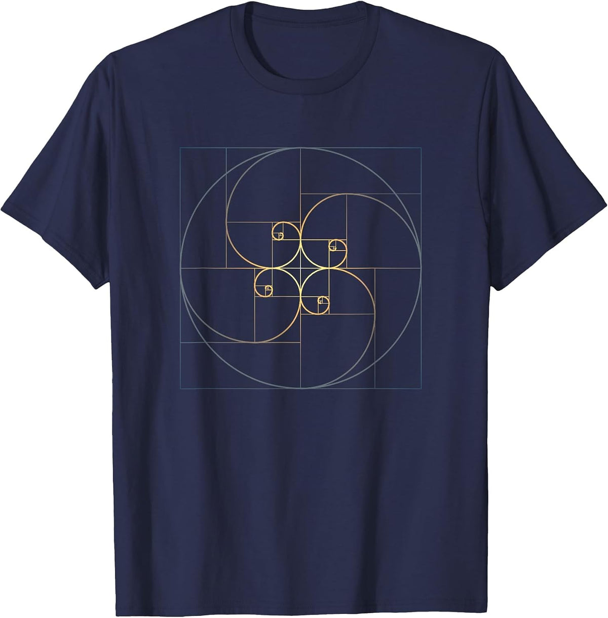 Fibonacci Spiral Golden Ratio Geometry Architecture Phi T-Shirt - Navy Blue
