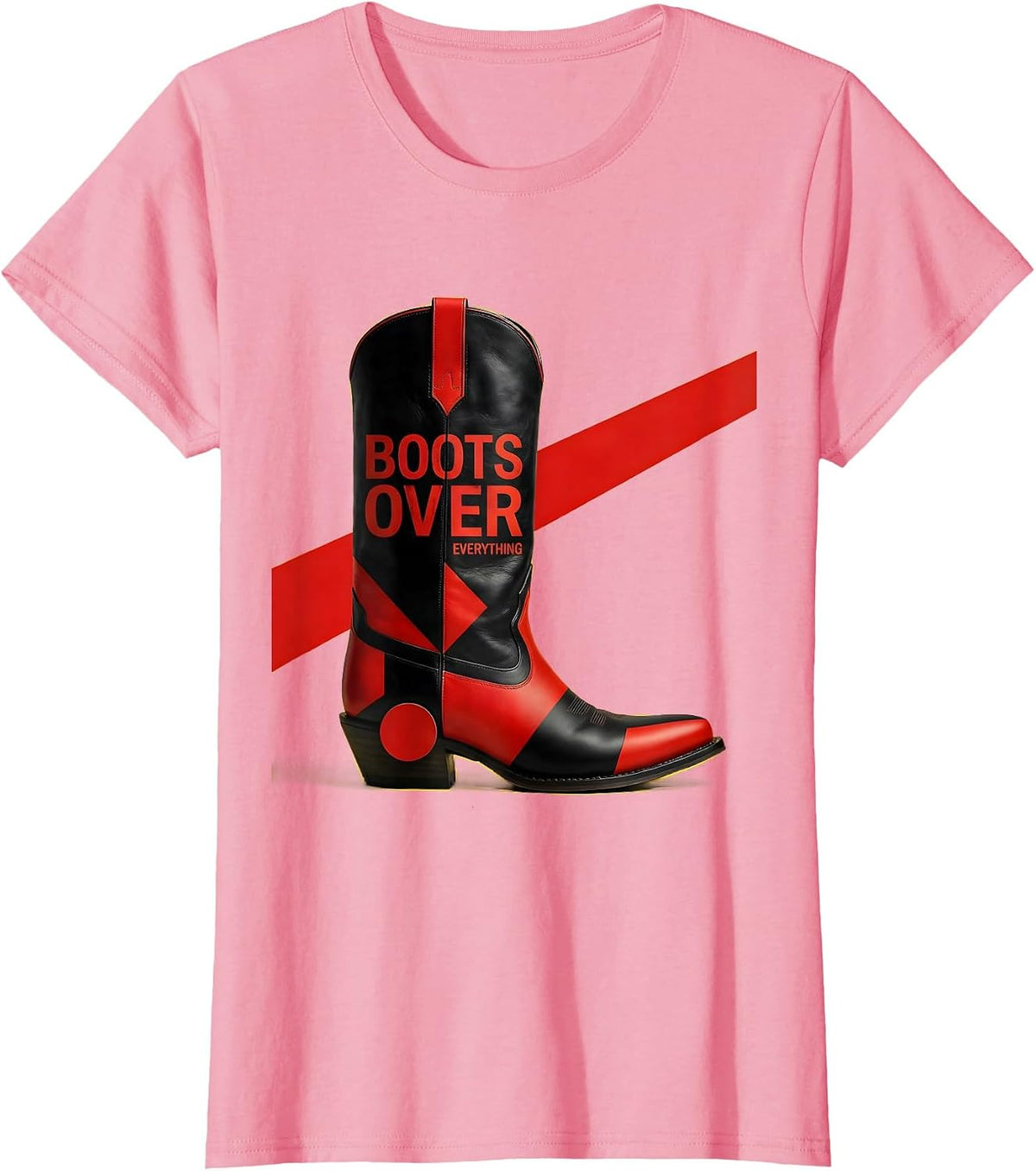 Women's Boots Over Everything Western Pride Design T-Shirt - Pink
