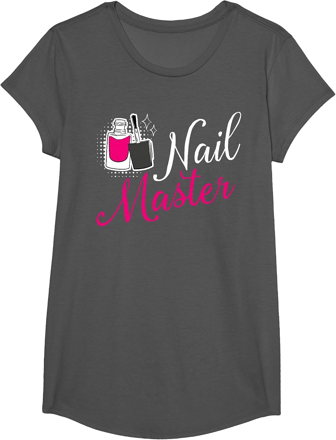 Nail Master Manicurist Tech Artist Polish Funny Girl T-Shirt - Girls Asphalt Grey