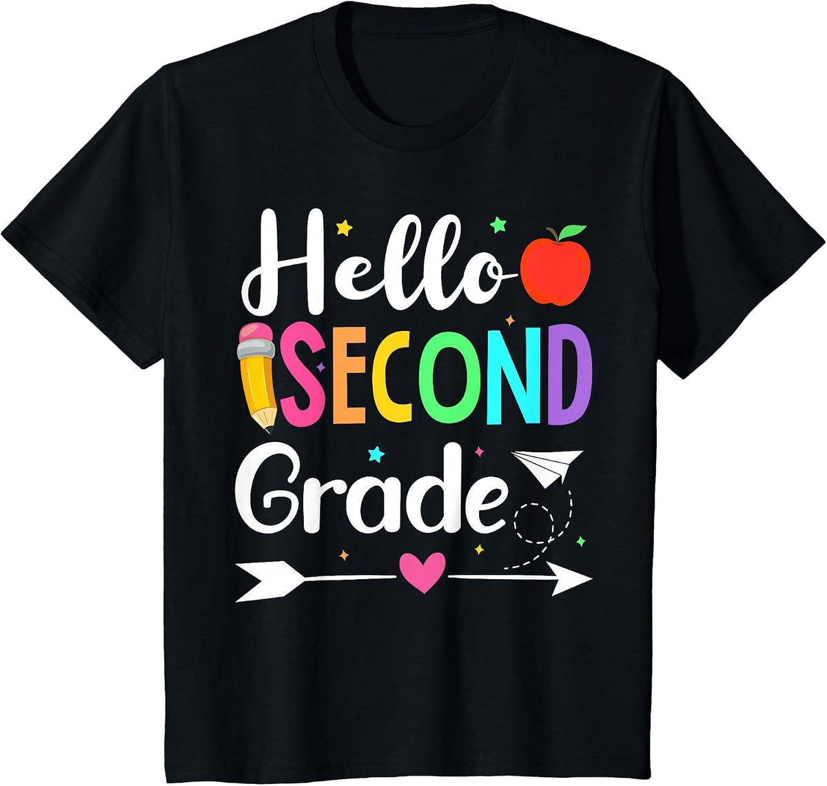 Hello 2nd Grade Back to School Hello Second Grade Teacher T-Shirt - Black