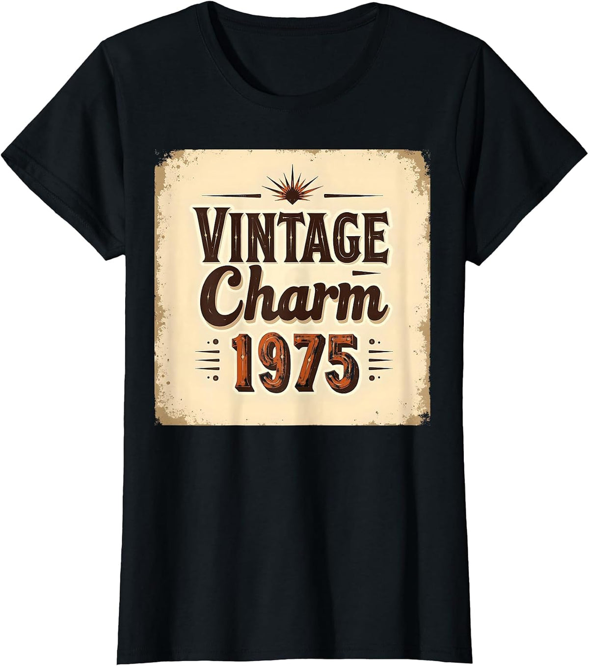 Vintage Charm 1975 Retro Classic Design T-Shirt - Black