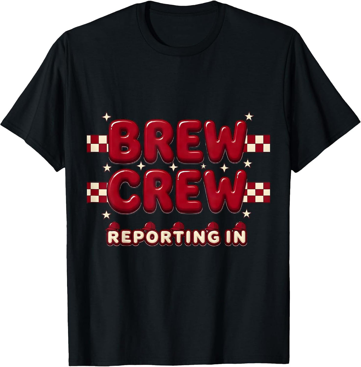 Men's Brew Crew Reporting In Oktoberfest Design T-Shirt - Black