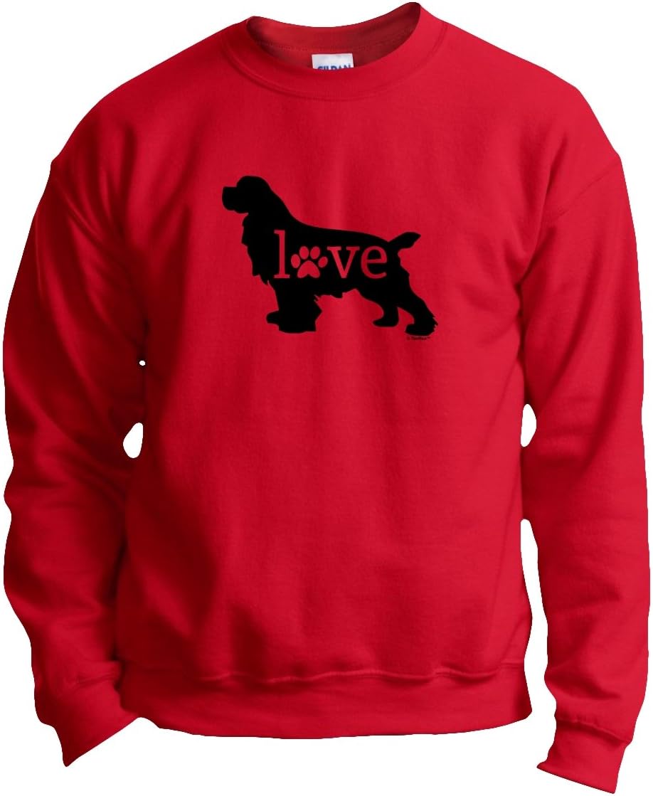 Cocker Spaniel Love Dog Paw Prints Crewneck Sweatshirt - Red