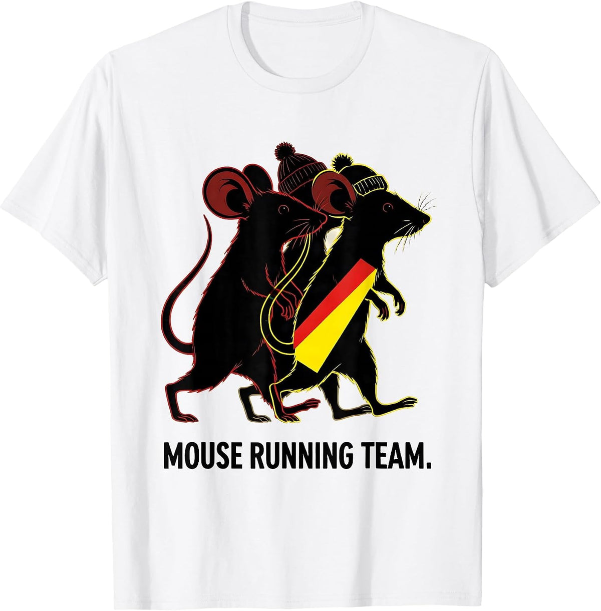 Men's Mouse Running Team Funny Christmas Fun Run Runner Squad T-Shirt - White