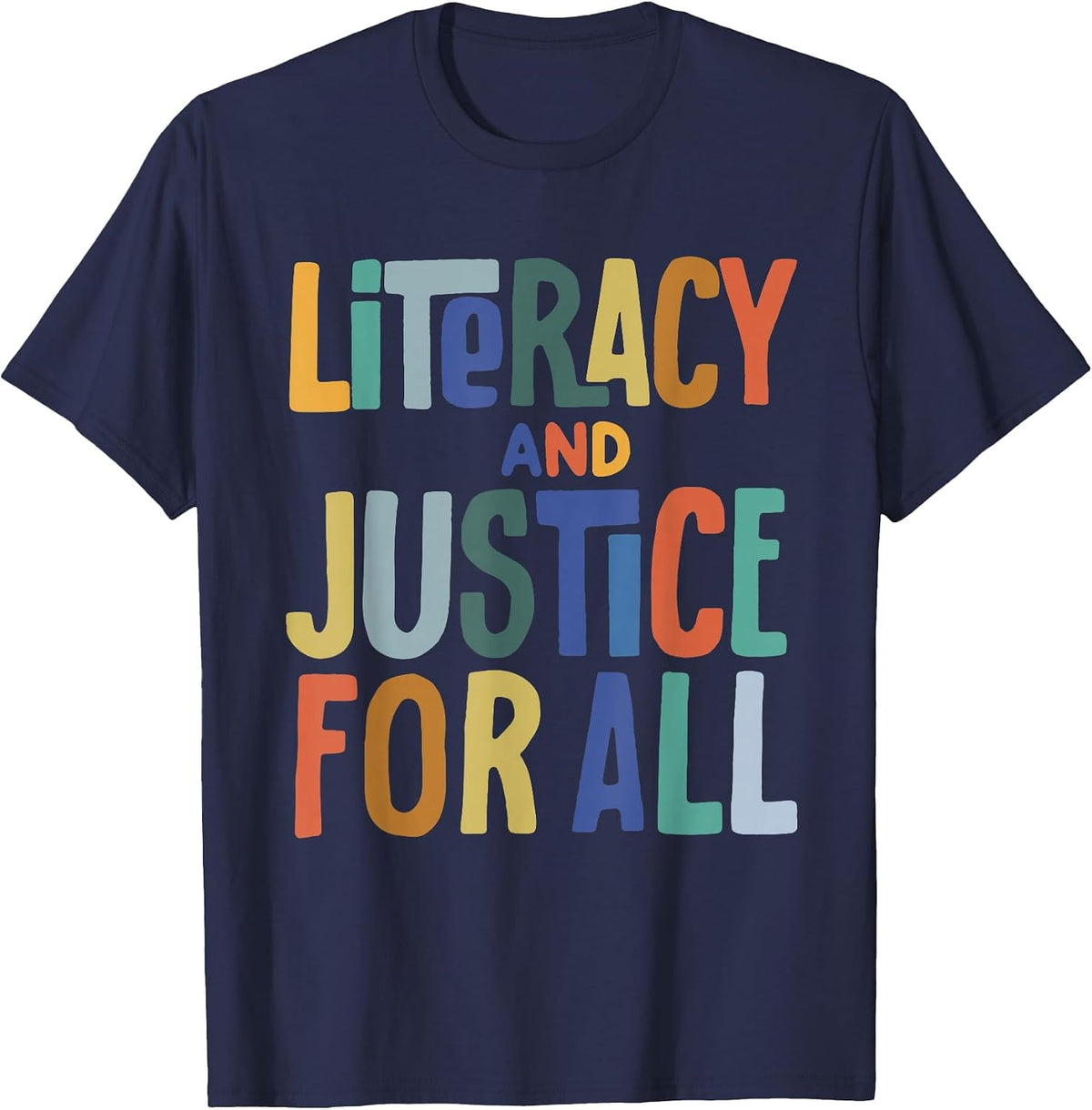 Literacy and Justice for All Protect Libraries Banned Books T-Shirt - Navy Blue