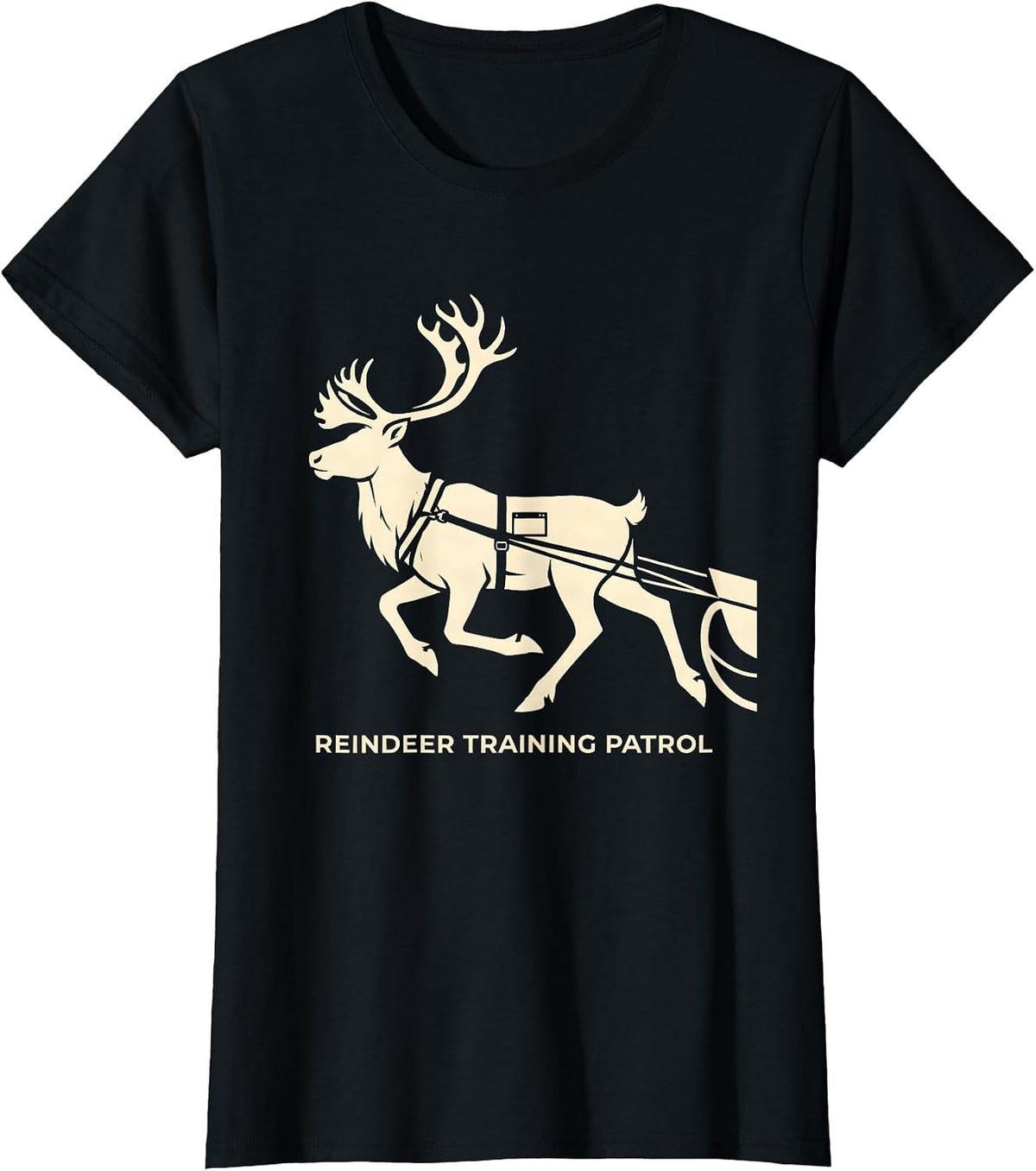 Reindeer Training Patrol Funny Christmas Running Runner Gift T-Shirt - Black