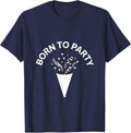 Born to Party Celebration Graphic Design T-Shirt - Navy Blue