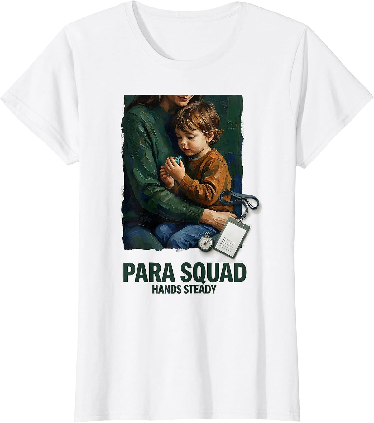 Women's Para Squad Hands Steady Paraprofessional Teacher Aide Back T-Shirt - White