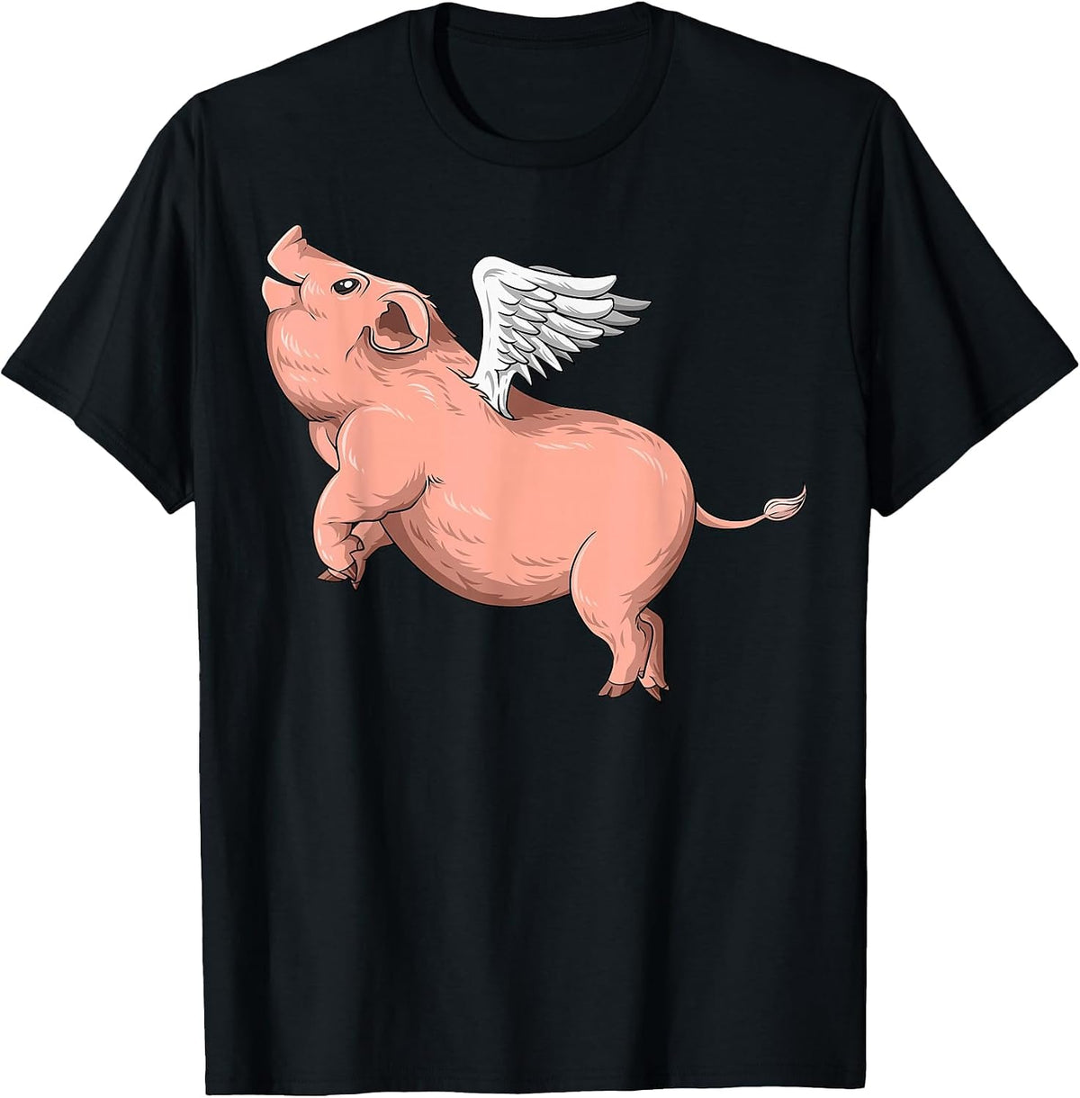 Flying Pig with Wings for Pig T-Shirt - Black