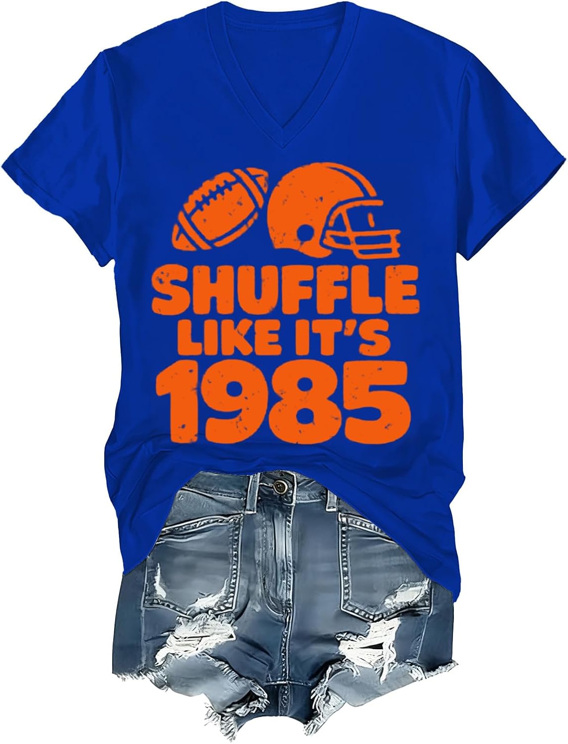 Shuffle Like It's 1985 Shirt Shuffle Like It's 1985 Tshirt - V-Neck V-sapphire Blue