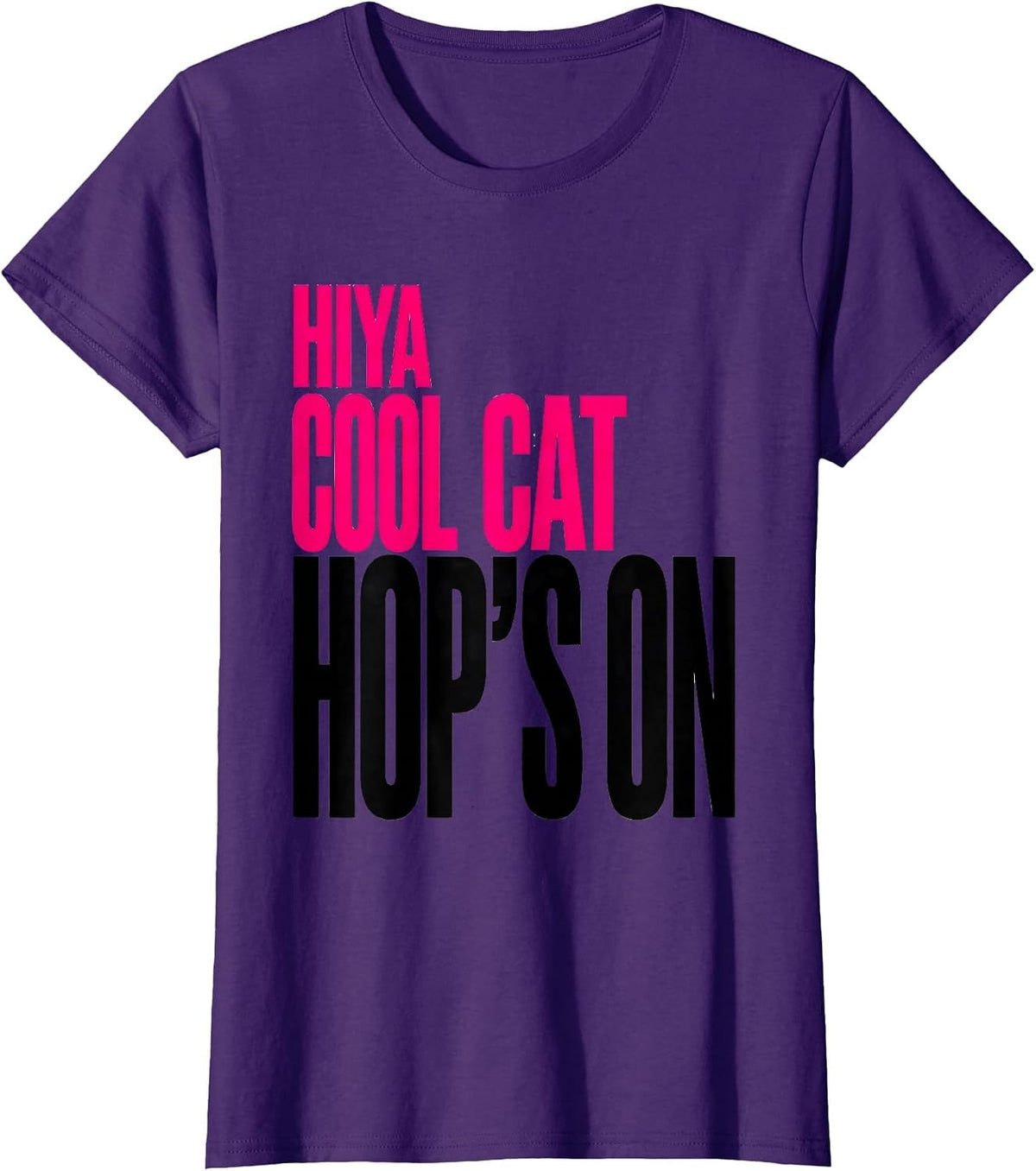 Women's Hiya Cool Cat Hop's On 1950s Sock Hop Rockabilly Party Retro T-Shirt - Purple