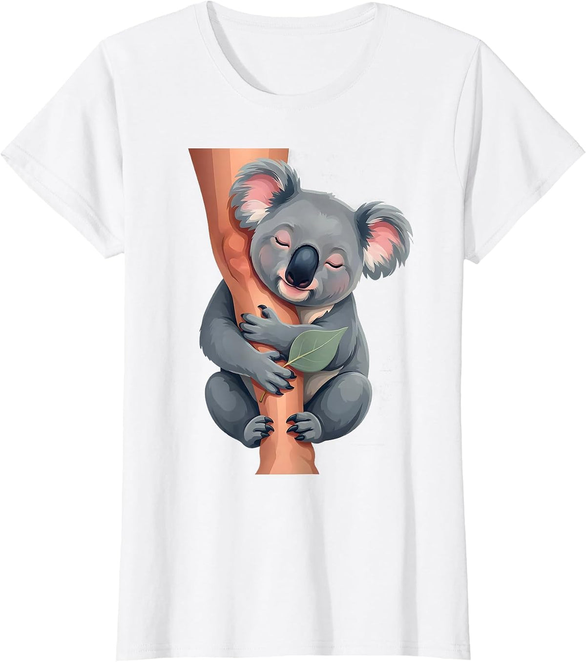 Koala Wrapped Leg Cute Animal Lover Humor T-Shirt - White