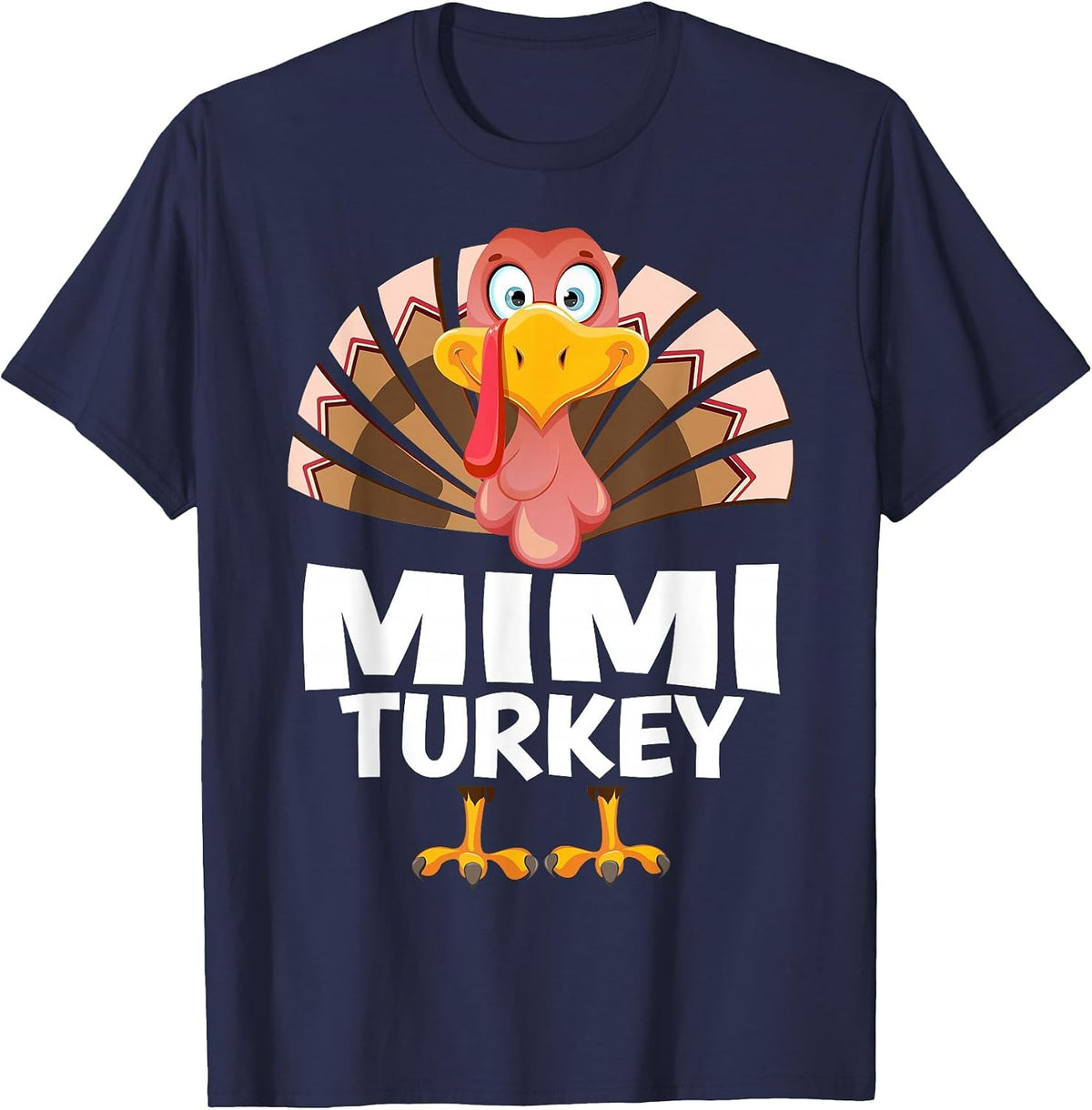 Thanksgiving Mimi Turkey Matching Pajama T-Shirt - Navy Blue