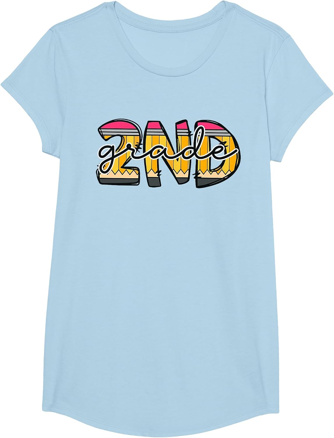 Second Grade Teacher Pencil Back to School Boys Girls T-Shirt - Girls Baby Blue