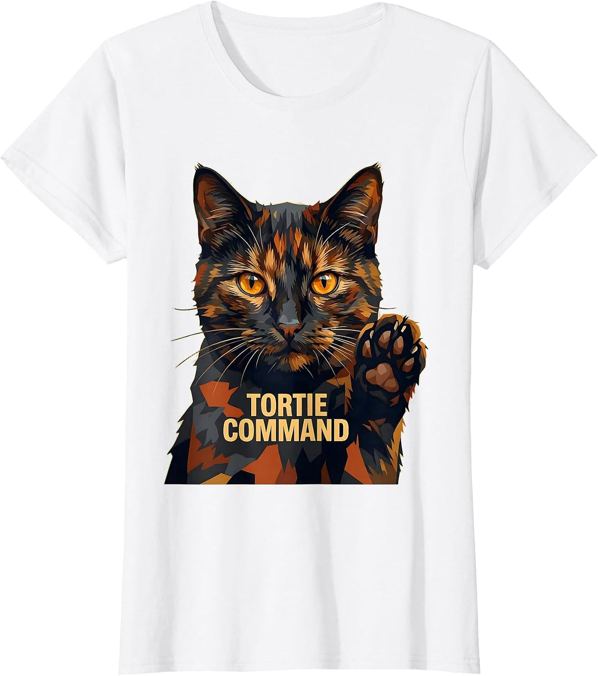 Tortie Command Funny Tortie Cat Lover Tortoiseshell Cat T-Shirt - White