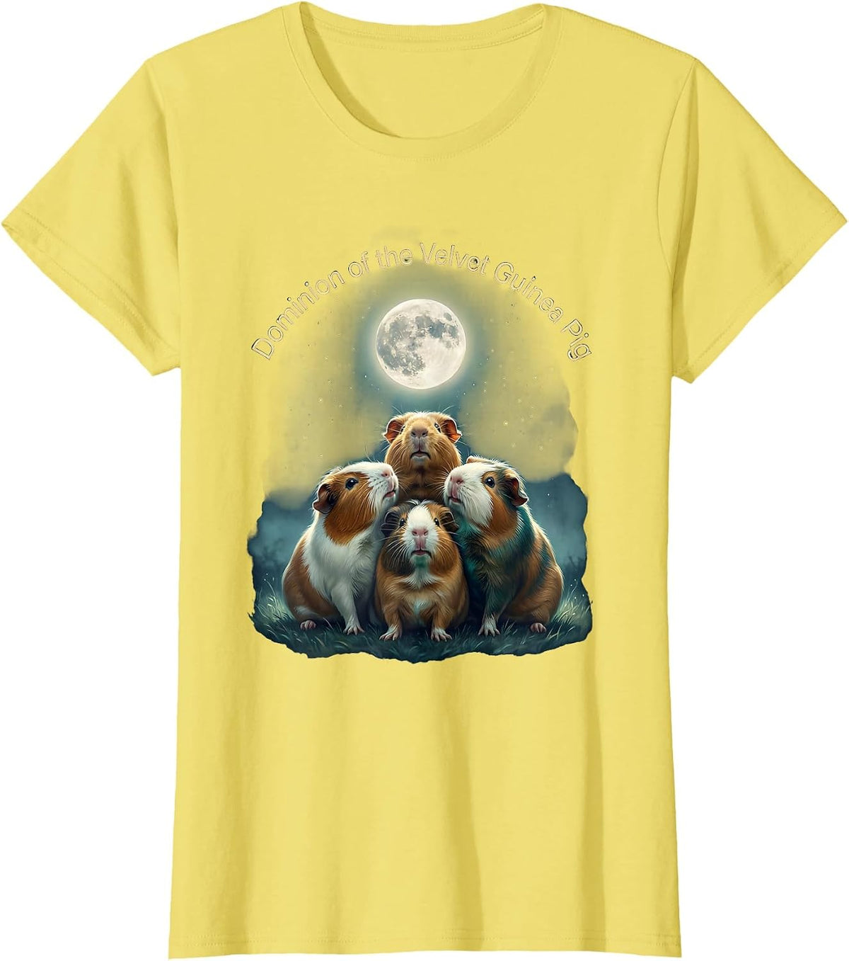 Women's Dominion of the Velvet Guinea Pig Funny Guinea Pig Lover T-Shirt - Lemon Yellow