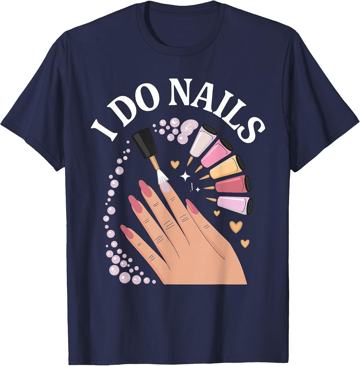 Cute Nail Tech Art for Women Girl Manicurist Nail Technician T-Shirt - Navy Blue