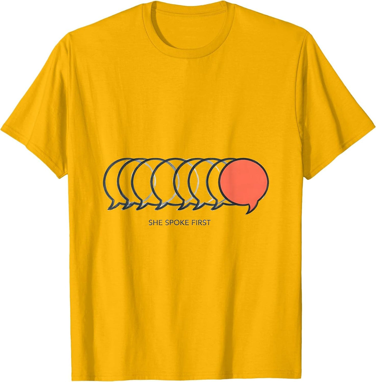 Men's She Spoke First Editorial Conceptual ABA Therapist Behavior T-Shirt - Golden Yellow