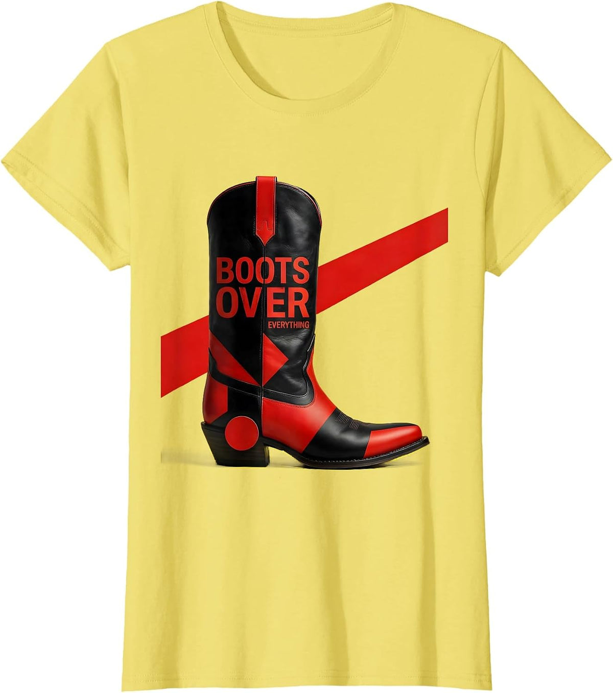 Women's Boots Over Everything Western Pride Design T-Shirt - Lemon Yellow