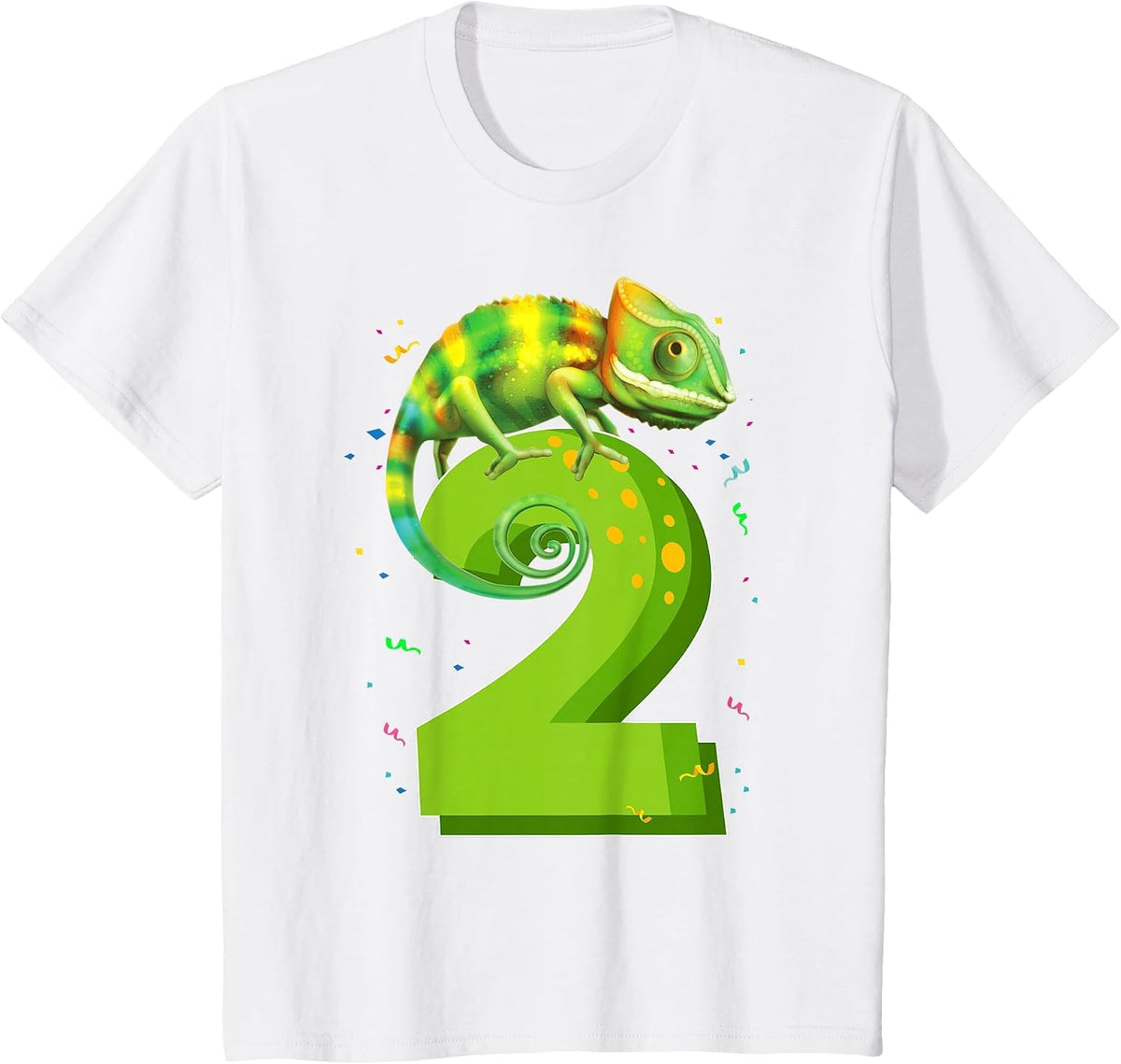 2 Years Old Birthday Chameleon Themed Party 2nd Birthday T-Shirt - White