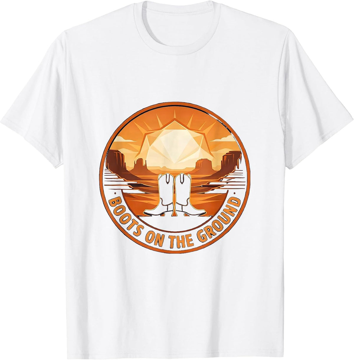 Men's Boots On The Ground Western Design T-Shirt - White
