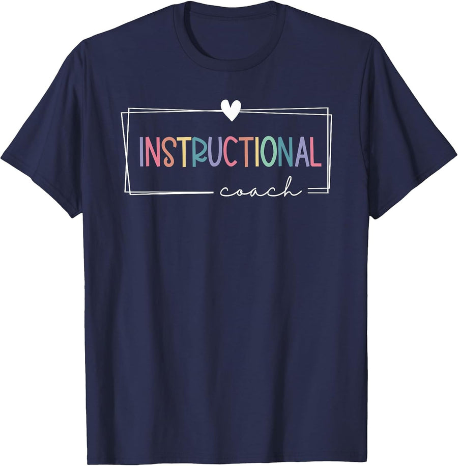 Instructional Coach School Cute Academic Specialist Teacher T-Shirt - Navy Blue