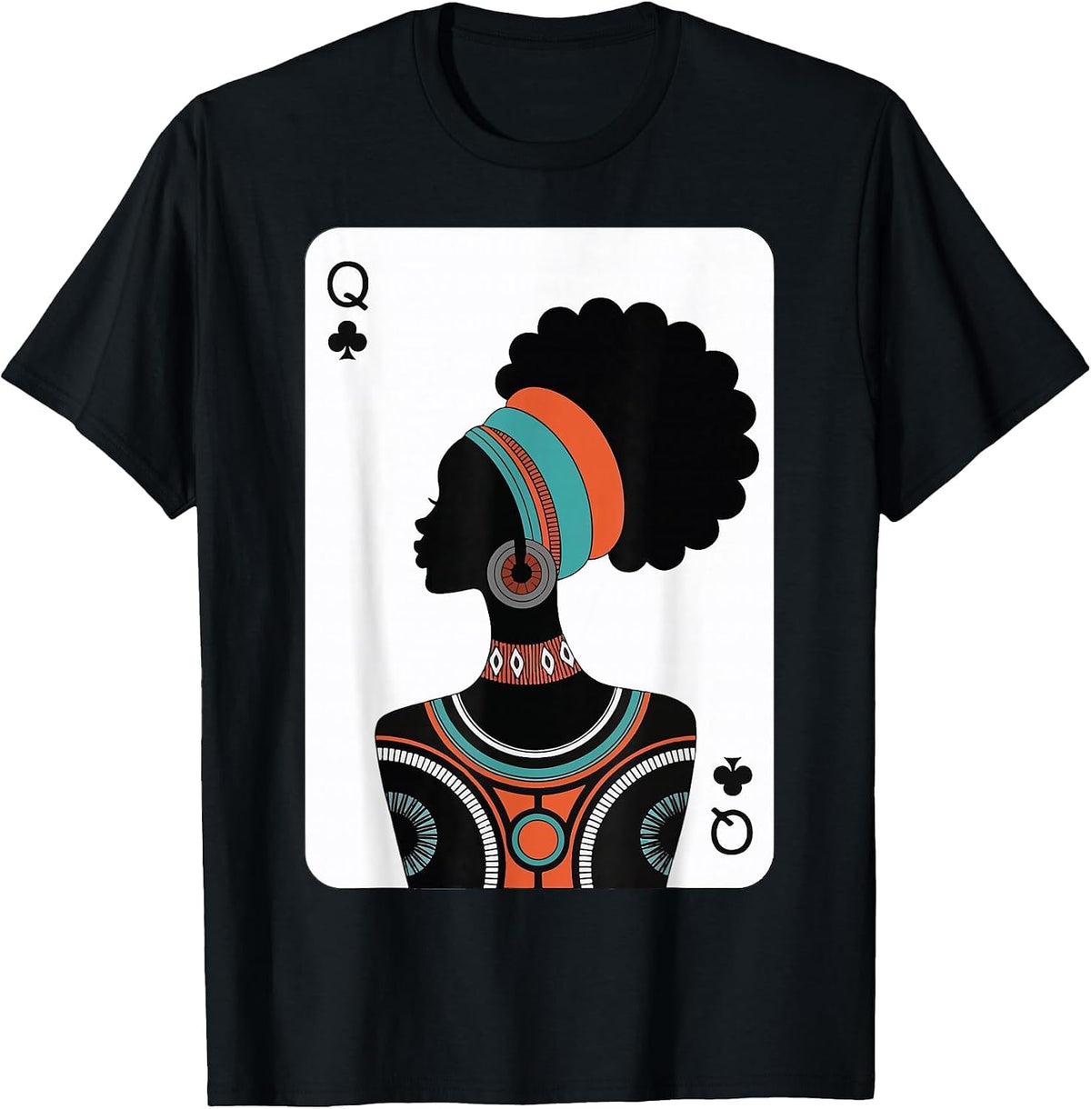 Black Woman Queen Card T-Shirt - Black