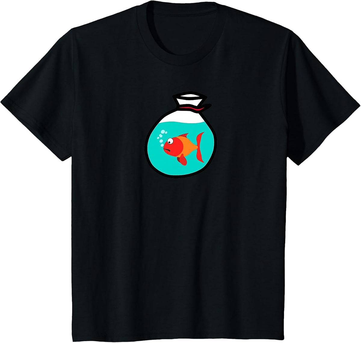 Funny Goldfish in Bag T-Shirt T-Shirt - Black