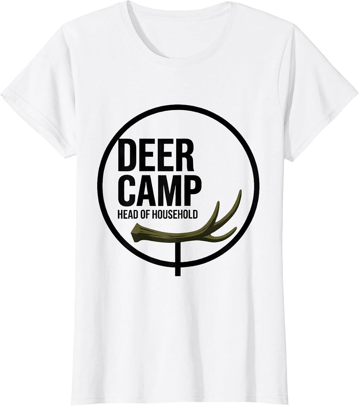 Deer Camp Head Of Household Funny Camo Deer Hunter Dad Gift T-Shirt - White