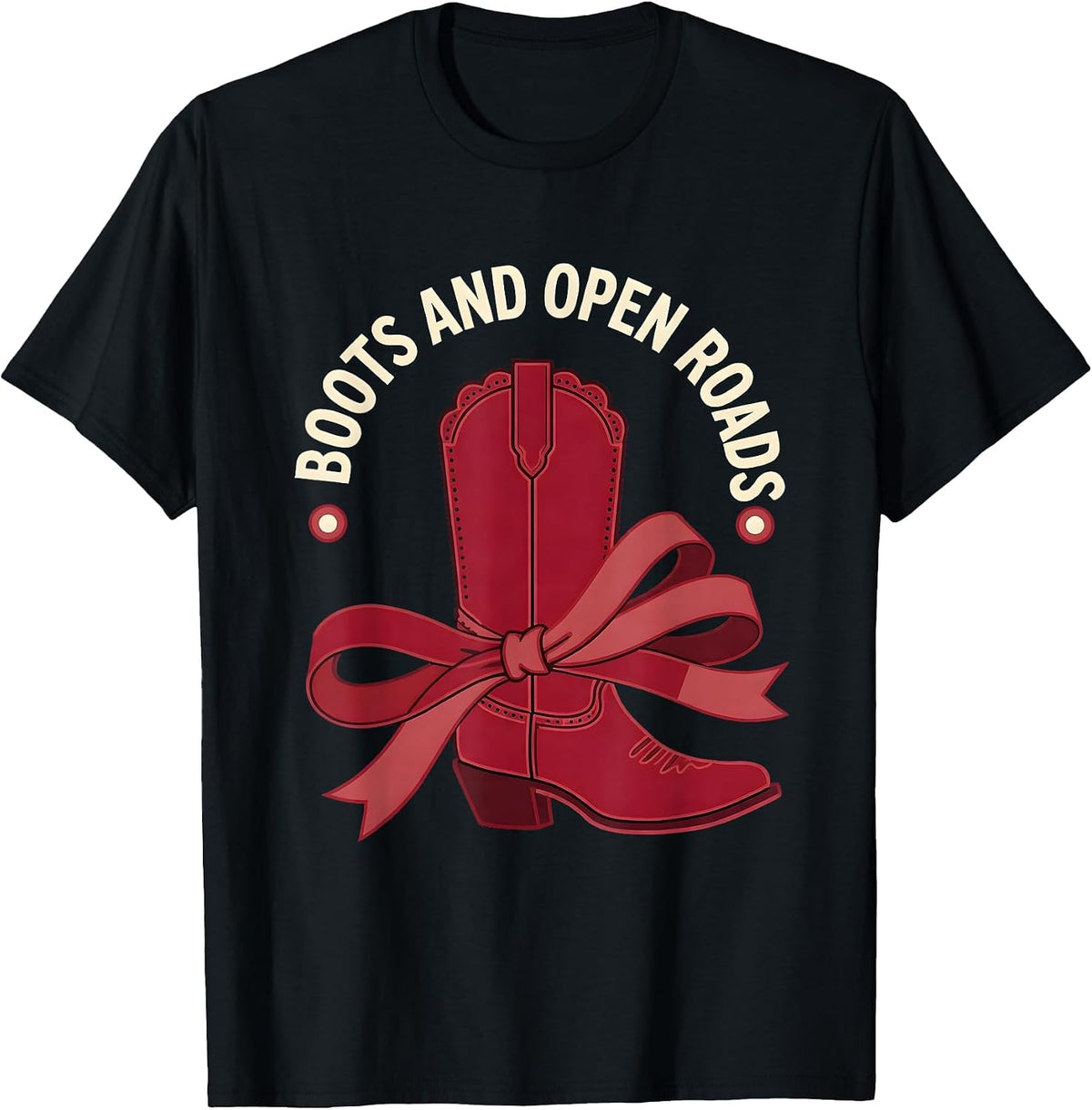 Men's Boots and Open Roads Cowboy Western Design T-Shirt - Black