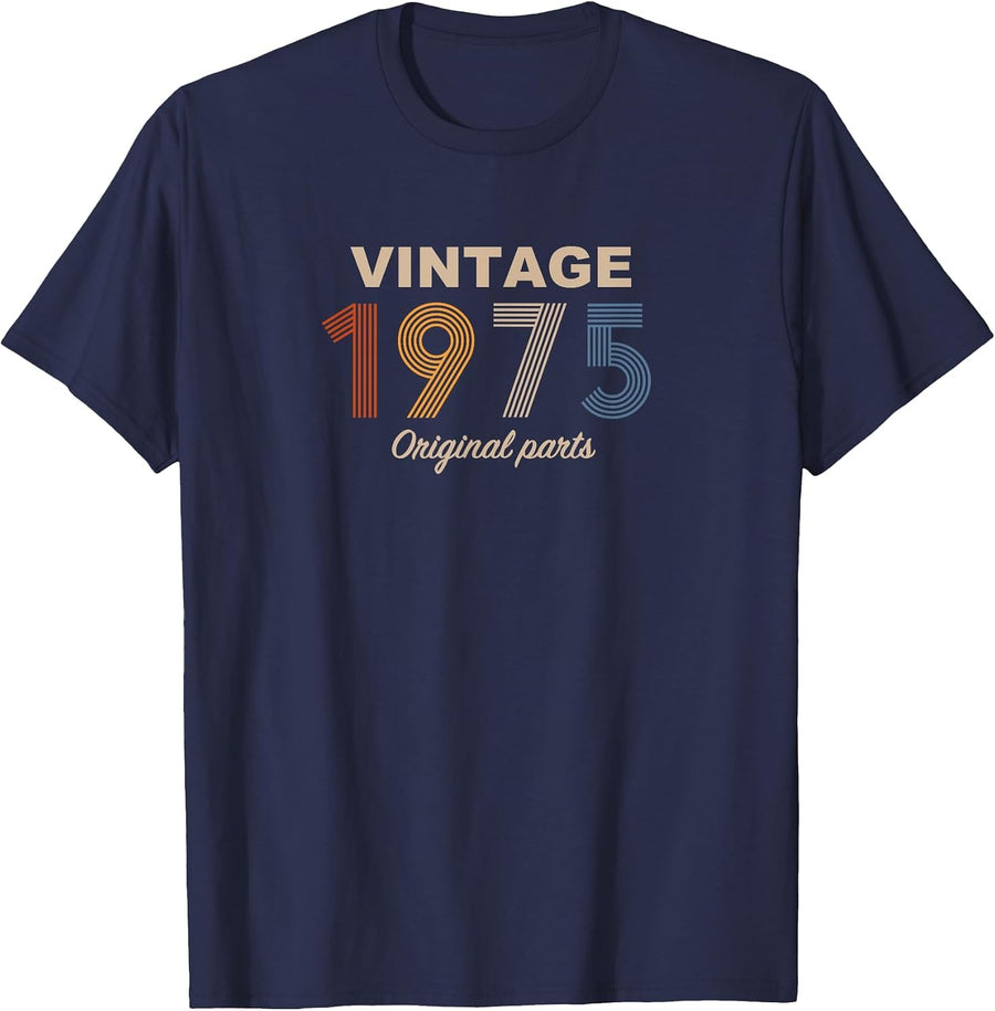 Retro 51 Years Vintage 1975 Original Parts 51st Birthday T-Shirt - Navy Blue